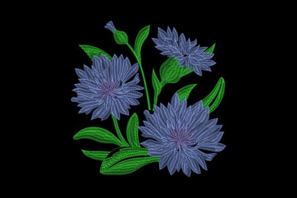 Blue Bloom Harmony: A Soothing Embroidery Design
