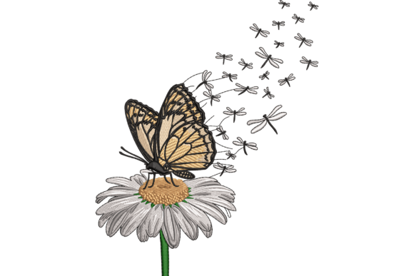 Butterfly and Daisy: A Charming Embroidery Design