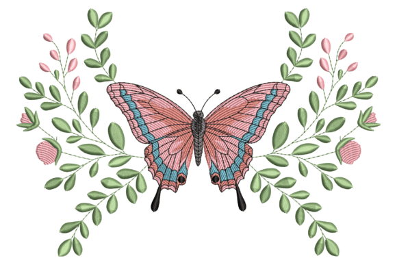 Butterfly with Floral: A Charming Embroidery Design
