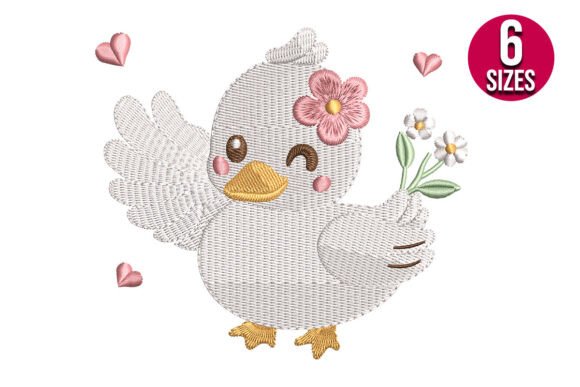 Charming Floral Baby Duck with Hearts