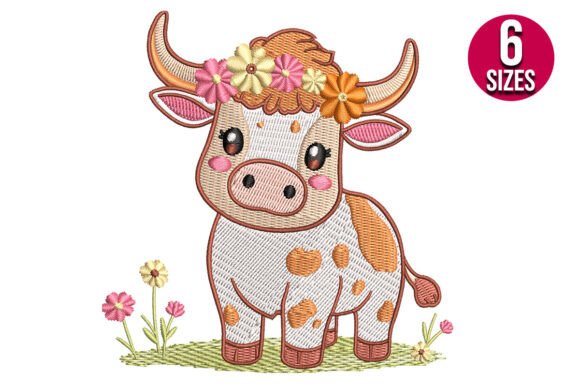 Charming Floral Baby Highland Cow Design