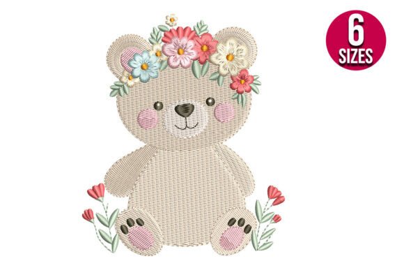 Charming Floral Baby Teddy Bear Design