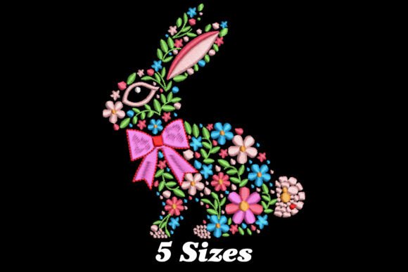 Charming Floral Easter Bunny Embroidery Design