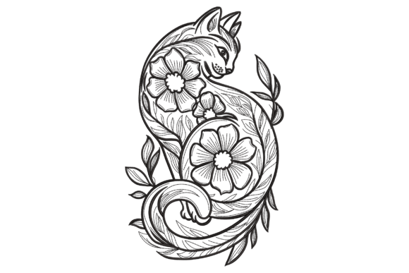 Charming Floral Feline Elegance for Your Next Project