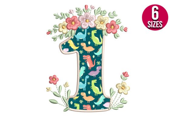 Charming Floral Number One Applique