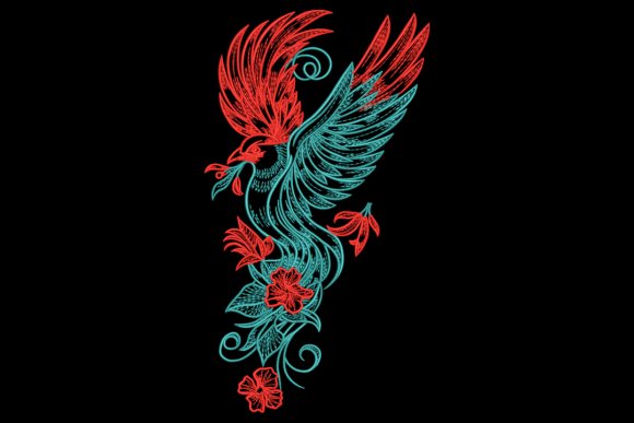 Charming Phoenix with Floral Accents Design