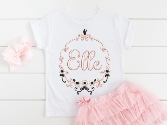 Elegant Floral Monogram Frame for Embroidery