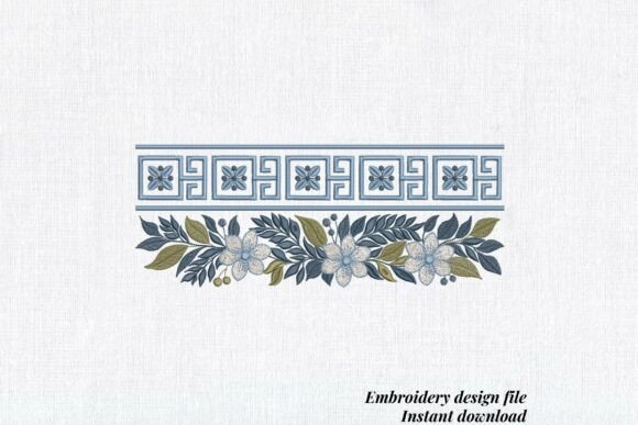 Elegant Greek Floral Border Meander for Holidays