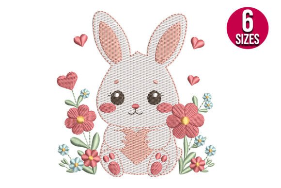 Floral Baby Bunny: A Charming Embroidery Design