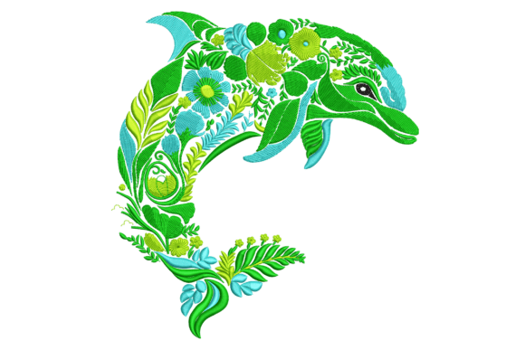Floral Dolphin: A Whimsical Touch for Your Embroidery Projects