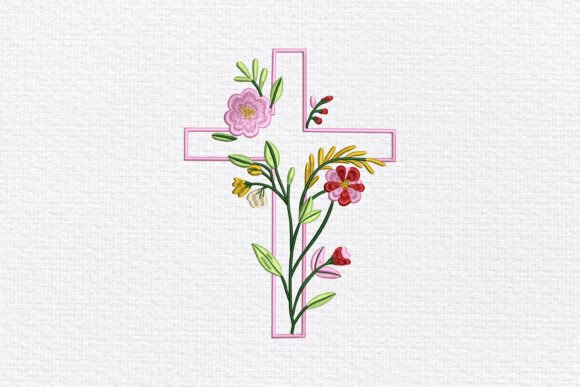 Floral Faith Cross: A Delightful Embroidery Design