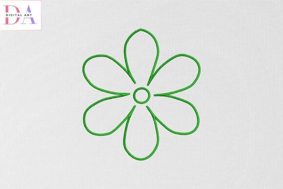 Green Outline Flower: A Minimal Elegance