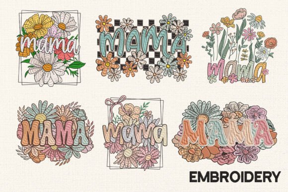 Mama Floral Embroidery for Boutique Apparel