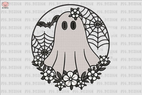 Pumpkin Floral Ghost Frame: A Charming Halloween Design