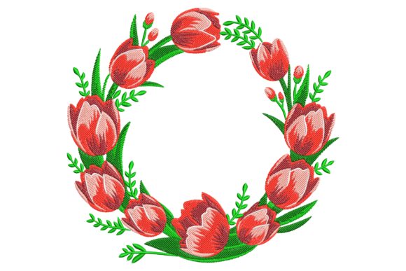 Tulips Floral Frame: A Whimsical Embroidery Design
